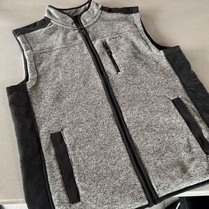 Orvis Vest Mens Large Gray Denali Fleece Sweater Vest Outdoors Full Zip Fishing